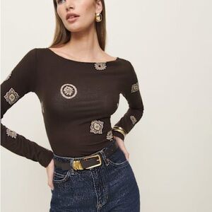 Reformation Brown Wiley Knit Top